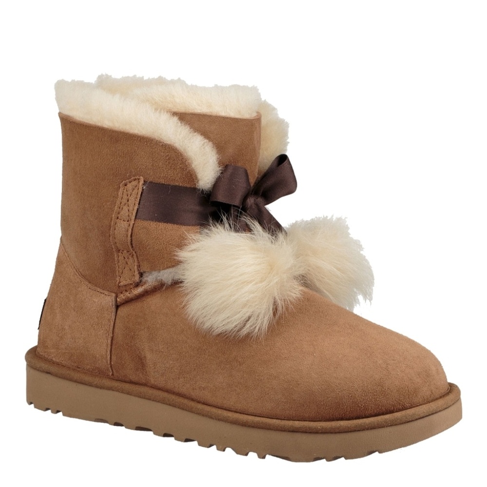 UGG Gita Pom Pom Chestnut Boot Sz 9 1015817 NEW